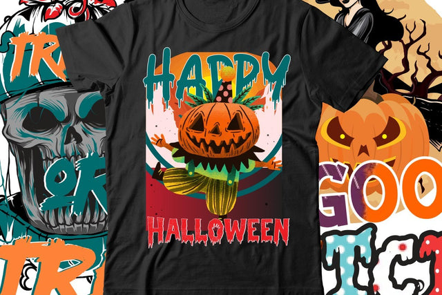 Happy Halloween T-Shirt Design SVG BlackCatsMedia 