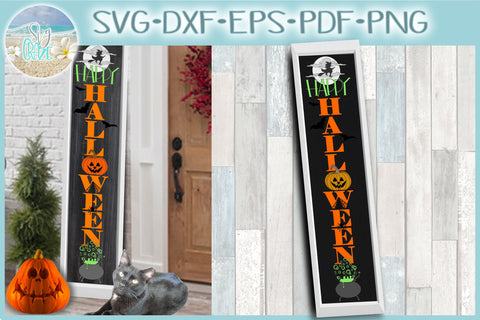 Happy Halloween Tall Vertical Front Porch Sign Quote SVG SVG SVGcraze 