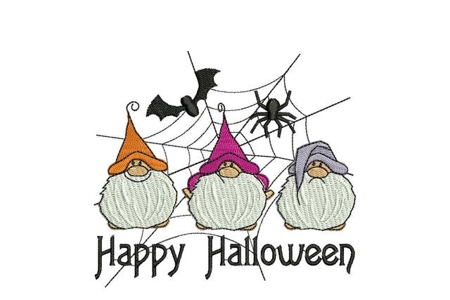 Happy Halloween Three Mini Gnomes Embroidery Design, Autumn Fall Mini Gnomes Embroidery Design, Halloween embroidery design Embroidery/Applique DESIGNS NextEmbroidery 