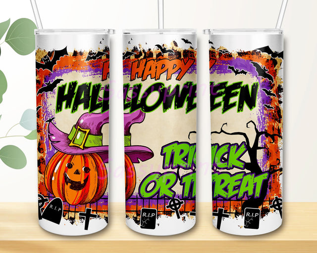 Happy Halloween Trick Or Treat 20 oz Skinny Tumbler Sublimation Design Sublimation sassyprint 