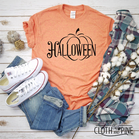 Happy Halloween, Trick or Treat with Pumpkin Split Frame Outline SVG Cloth and Pine Designs 