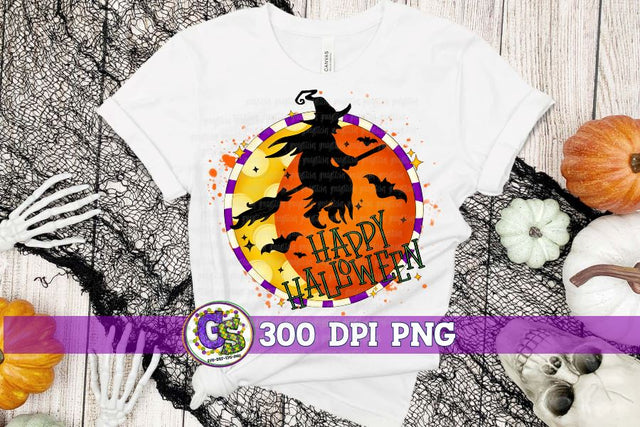 Happy Halloween Witch Moon PNG for Sublimation Sublimation Greedy Stitches 