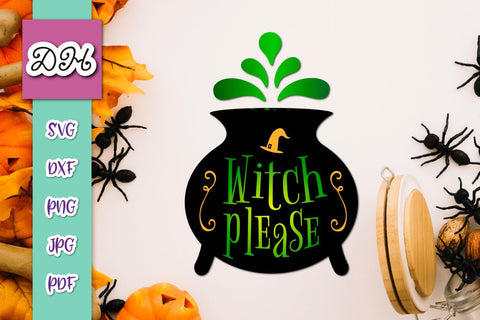 Happy Halloween Witch Please Print & Cut SVG Digitals by Hanna 