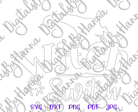 Happy Halloween Witch Switch Print & Cut SVG Digitals by Hanna 