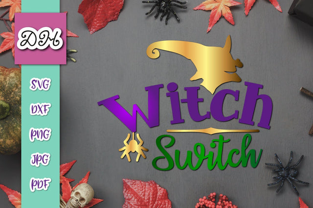 Happy Halloween Witch Switch Print & Cut SVG Digitals by Hanna 