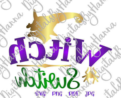 Happy Halloween Witch Switch Print & Cut SVG Digitals by Hanna 