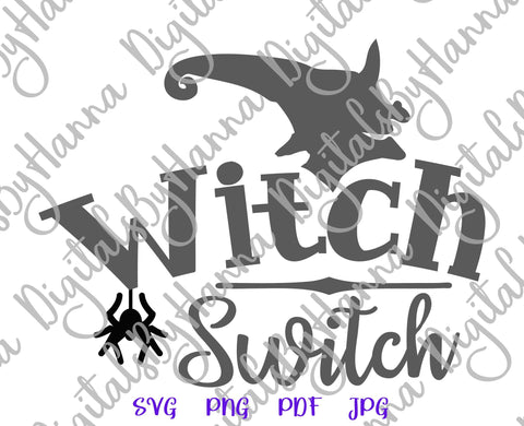 Happy Halloween Witch Switch Print & Cut SVG Digitals by Hanna 