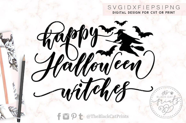 Happy Halloween witches cut file SVG TheBlackCatPrints 
