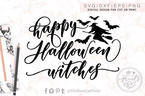 Happy Halloween witches cut file SVG TheBlackCatPrints 