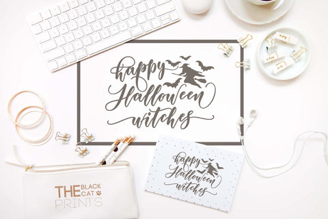 Happy Halloween witches cut file SVG TheBlackCatPrints 