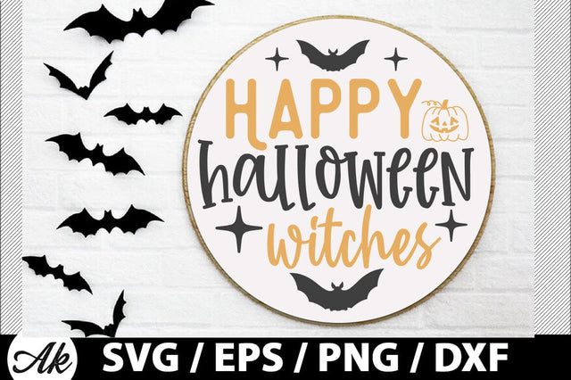 Happy halloween witches Round Sign SVG SVG akazaddesign 