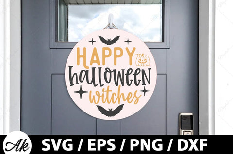 Happy halloween witches Round Sign SVG SVG akazaddesign 