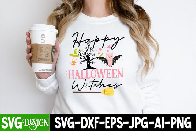 Happy Halloween Witches SVG Cut File, Happy Halloween Witches SVG Quote,Happy Halloween Witches PNG, ,Halloween SVG Sublimation Design, Trick or Treat SVG SVG BlackCatsMedia 