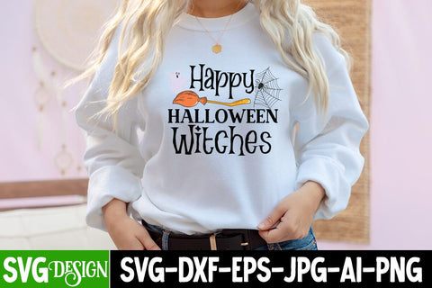 Happy Halloween Witches SVG Design, Happy Halloween Witches SVG Cut File, Halloween Witches SVG Cut File SVG BlackCatsMedia 
