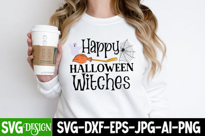 Happy Halloween Witches SVG Design, Happy Halloween Witches SVG Cut File, Halloween Witches SVG Cut File SVG BlackCatsMedia 