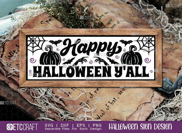 Happy Halloween Y'all Svg | Halloween SVG | orch Sign Svg | Halloween Decor Svg | Farmhouse Decor Svg | Halloween Sign Svg | Halloween Wood Sign Design SVG ETC Craft 