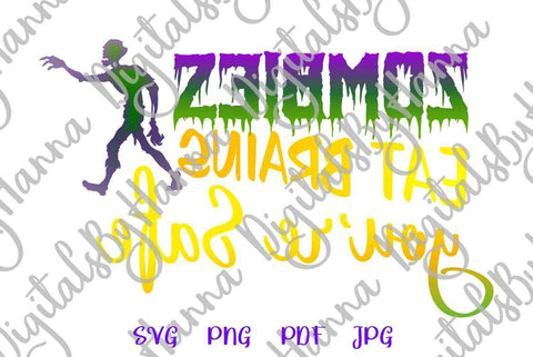 Happy Halloween Zombies eat Brains You are Safe Print & Cut SVG Digitals by Hanna 