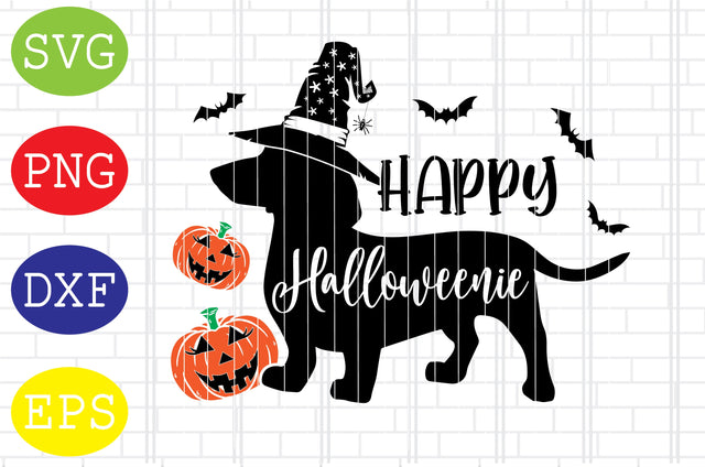 Happy Halloweenie Svg, Daschund Svg, Spooky Svg, Cauldron Svg, Halloween Svg, Witch Svg, Ghost Svg, Png, Eps, Dxf Files SVG DigitalSvgFiles 