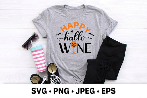 Happy Hallowine. Funny Halloween pun quote SVG cut file SVG LaBelezoka 