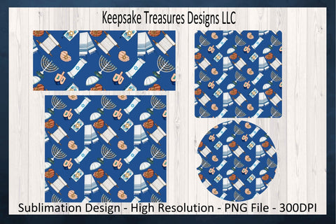 Happy Hanukkah 20oz Tumbler Wrap and Car Coaster, Hanukkah 11oz Mug & Coaster, Sublimation PNG Design, Digital Download Sublimation Keepsake Treasures Designs LLC. 