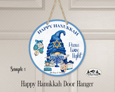 Happy Hanukkah Door Hanger Sublimation Belle Designs & Photography 