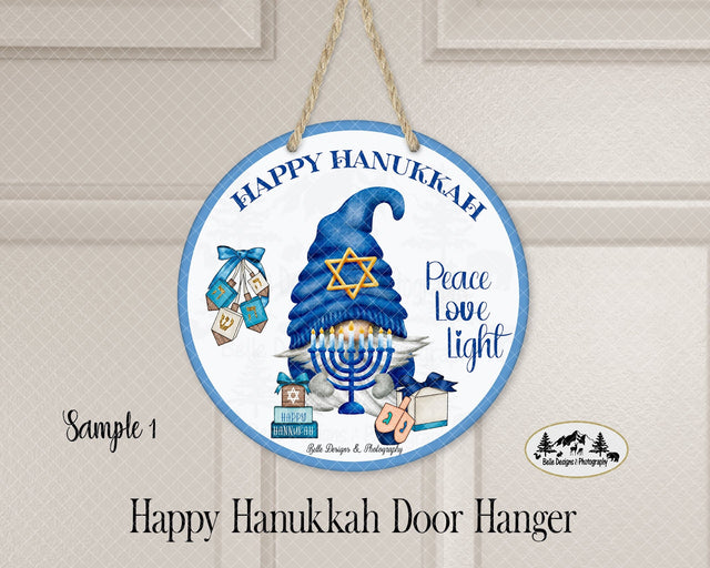 Happy Hanukkah Door Hanger Sublimation Belle Designs & Photography 