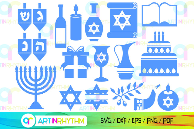 Happy Hanukkah svg bundle SVG Artinrhythm shop 