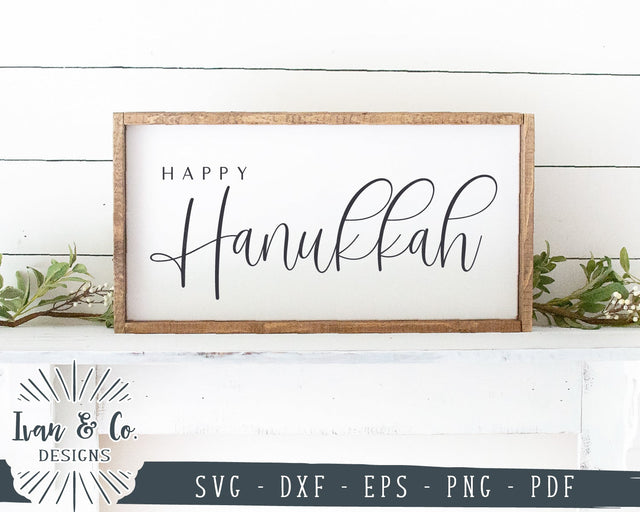 Happy Hanukkah SVG Files | Farmhouse Sign SVG | Winter SVG | Holidays SVG | Cricut | Silhouette | Commercial Use | Digital Cut Files (1092304514) SVG Ivan & Co. Designs 