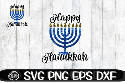 Happy Hanukkah SVG - Happy Hanukkah PNG -Menorah SVG EPS DXF SVG On the Beach Boutique 