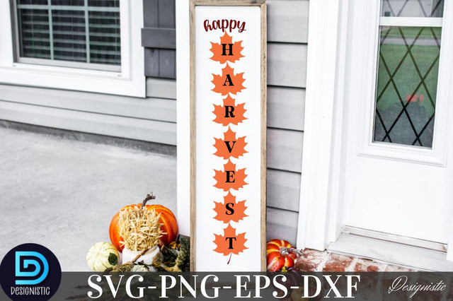 Happy Harvest, Fall Porch Sign Svg Bundle SVG DESIGNISTIC 