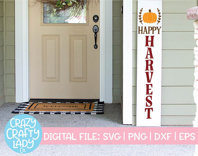 Happy Harvest | Porch Sign SVG Cut File SVG Crazy Crafty Lady Co. 