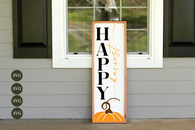 Happy Harvest Porch Sign Svg, Vertical Sign Svg SVG Chamsae Studio 