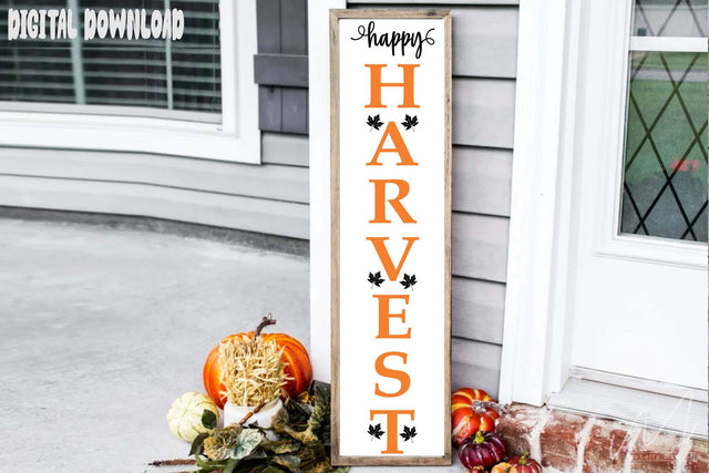 Happy Harvest porch sing svg, Halloween porch svg, Fall day porch svg SVG Isabella Machell 