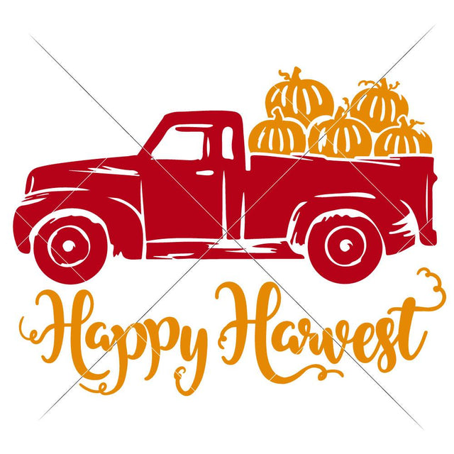 Happy Harvest Truck - Thanksgiving Fall Farmhouse SVG Chameleon Cuttables 