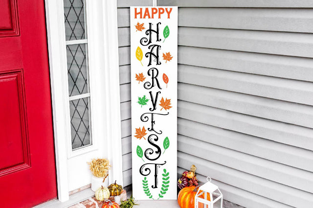 Happy harvest vertical porch sign SVG SVG Paper Switch 