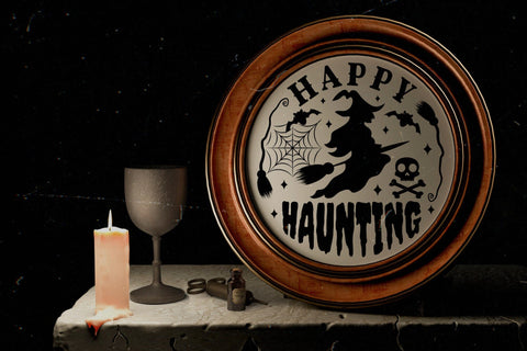 Happy Haunting SVG, Halloween Round Sign SVG SVG CraftLabSVG 