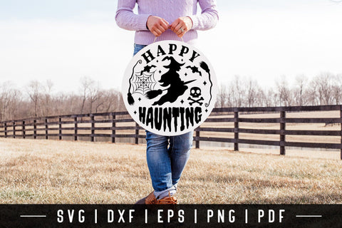 Happy Haunting SVG, Halloween Round Sign SVG SVG CraftLabSVG 