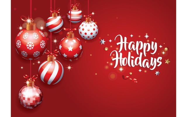 Happy holiday realistic colorful Christmas ball ornaments red background SVG naemmiah021 