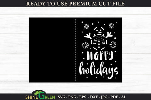 Happy Holidays Card Template SVG Cut File SVG Shine Green Art 