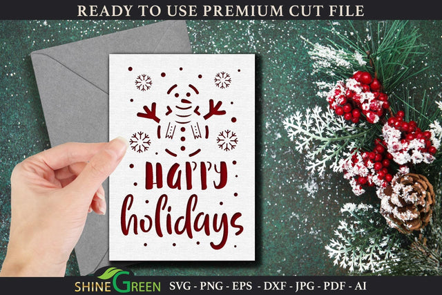 Happy Holidays Card Template SVG Cut File SVG Shine Green Art 