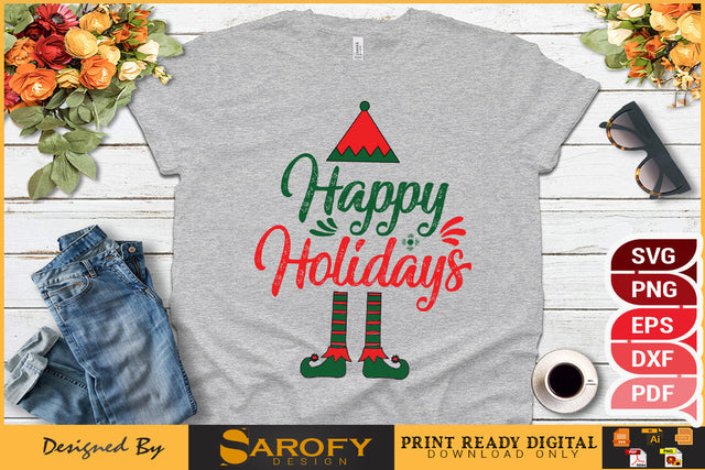 Happy Holidays Christmas Design SVG FIle SVG Sarofydesign 