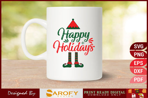 Happy Holidays Christmas Design SVG FIle SVG Sarofydesign 