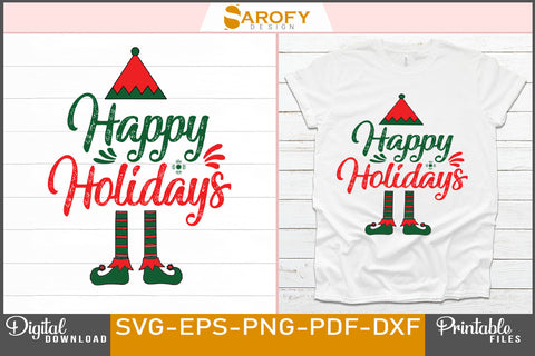 Happy Holidays Christmas Design SVG FIle SVG Sarofydesign 