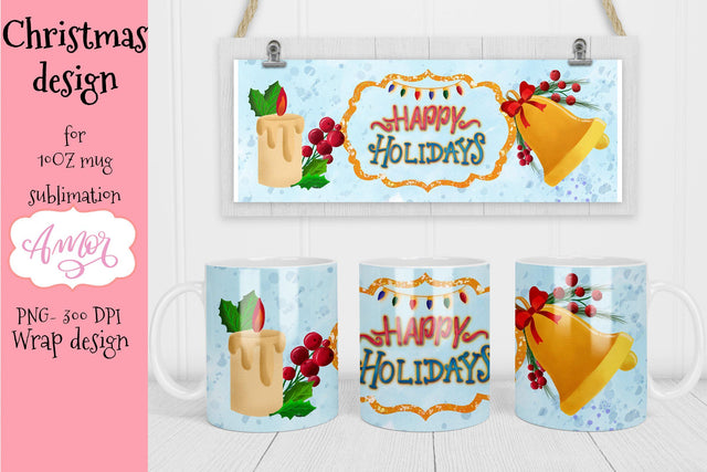 Happy holidays design for 11oz mug sublimation Sublimation Amorclipart 