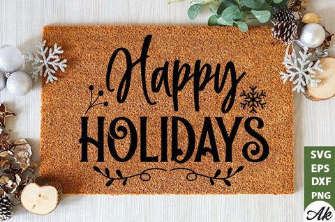 Happy holidays Doormat SVG SVG akazaddesign 