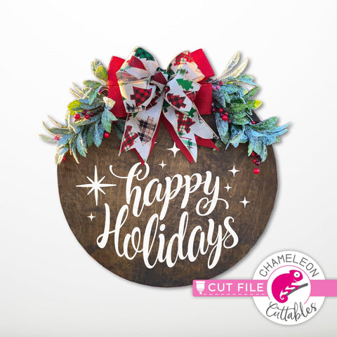 Happy Holidays for round sign svg png dxf eps jpeg SVG Chameleon Cuttables 
