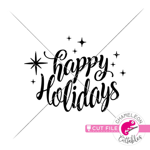 Happy Holidays for round sign svg png dxf eps jpeg SVG Chameleon Cuttables 