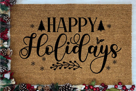 Happy Holidays I Christmas Doormat SVG I Door Mat SVG- PNG SVG Happy Printables Club 