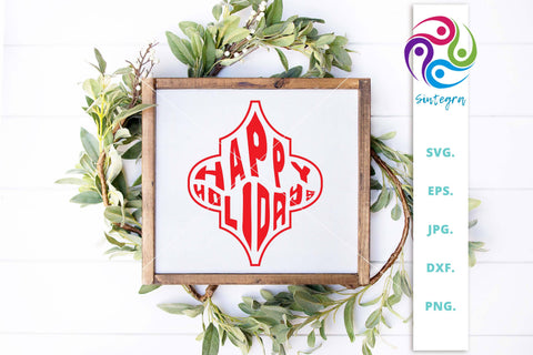 Happy Holidays Ornament Tile Svg File SVG Sintegra 