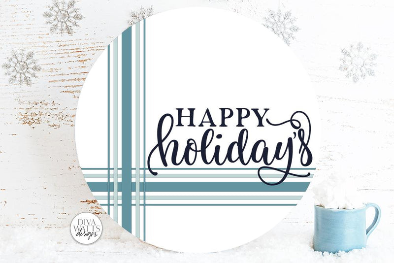Happy Holidays Plaid SVG | Farmhouse Christmas Round Design SVG Diva Watts Designs 